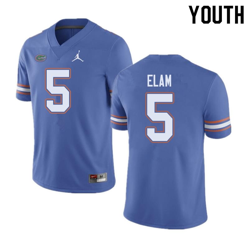 Youth NCAA Florida Gators Kaiir Elam #5 Stitched Authentic Jordan Brand Blue College Football Jersey QGF6665CK